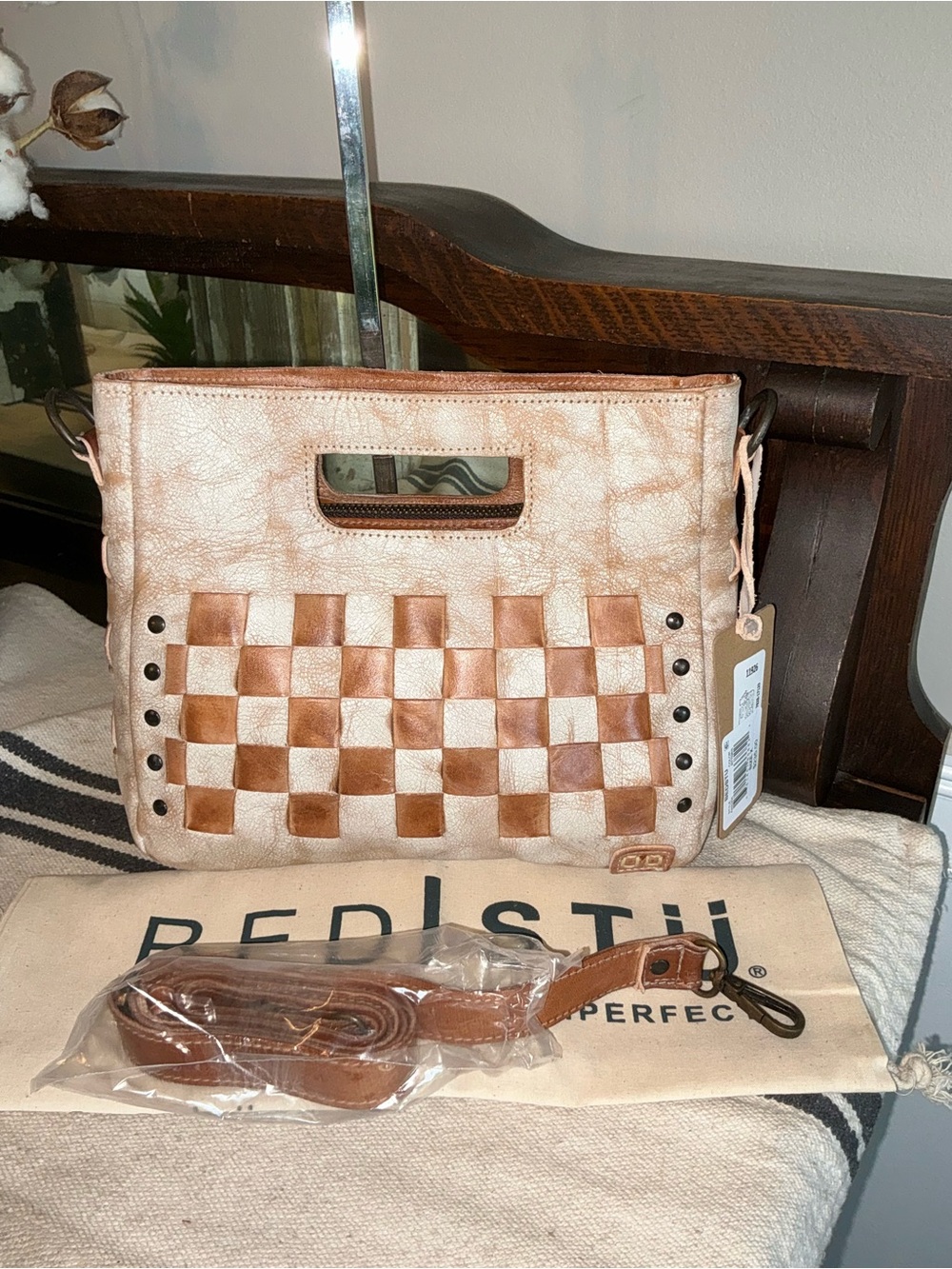 NWT Bed Stu Leather Keiki Crossbody Bag Handbag Nectar Lux Tan Rustic MSRP $235